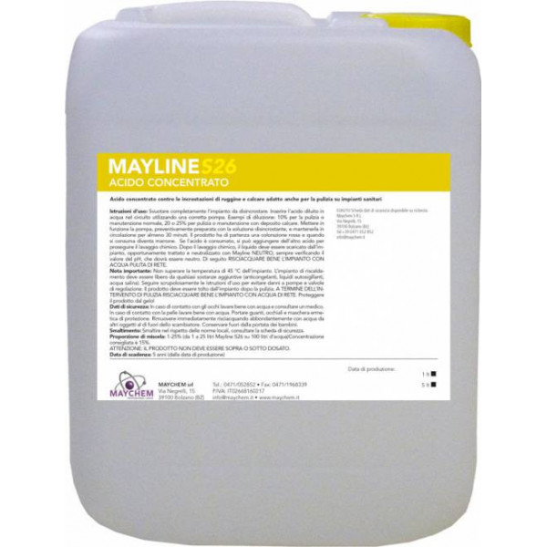 ACIDO CONCENTRATO PER SANITARIO "MAYLINES26" (tanica lt. 5) - PRODOTTI CHIMICI Varie